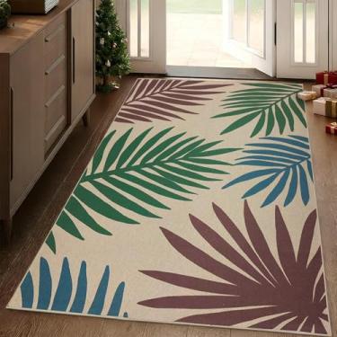 Imagem de USTIDE Tapete de juta com folhas de palmeira para ambientes externos, 8 x 1,5 m, fazenda, interior/externo, tapete antiderrapante, lavável, para pátio, quarto