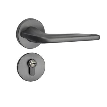 Imagem de Fechadura de porta preta e cinza dividida silenciosa para quarto quarto fechadura de porta de madeira maciça liga de zinco (cinza)