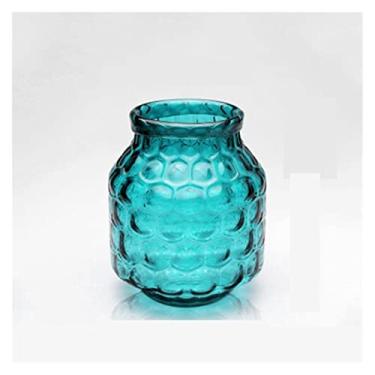 Imagem de Vaso de flor vaso de vidro hidropônico transparente azul de bolinhas vaso de vidro ornamento de artesanato acessórios de arranjo de flores vasos vasos decoração de casa (tamanho: pequeno) (uma cor