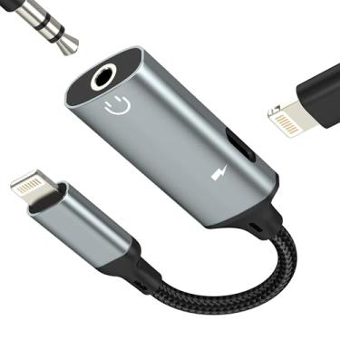 Imagem de Adaptador auxiliar de iPhone (2 em 1) para conector de fone de ouvido Lightning 14 13 12 Pro Max para Apple para carregador de áudio 3,5 mm cabo divisor dongle conector de carro com fio para iPad