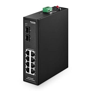Imagem de MokerLink Switch Ethernet Din-Rail Industrial Gigabit Poe De 8 Portas Gerenciado, 2 Portas Sfp, Ieee802.3Af/At, Capacidade De Comutação De 20 Gbps, Switch De Rede Ip40 Gerenciado Pela Web (-40 A 185