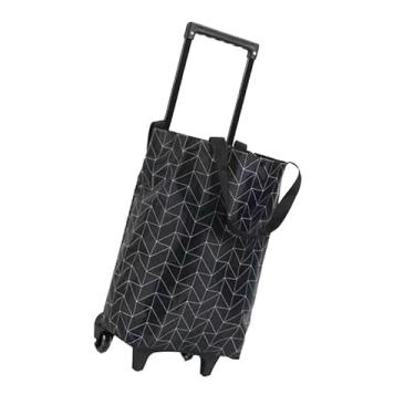 Imagem de Domary Carrinho de Compras Portátil Dobrável Em Tecido Oxford Com Rodas para Viagens (Linha Preta)