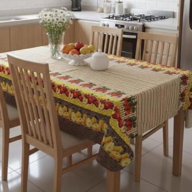Imagem de Toalha De Mesa Quadrada 4 Lugares 145x145cm Poliéster e Algodão(Maçãs e Peras)
