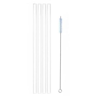 Imagem de Canudos Reutilizáveis 31cm + Escovinha – Para Copo Térmico Quencher 40oz 1,2L para Sucos, Refrigerantes e Churrascos(Transparente)