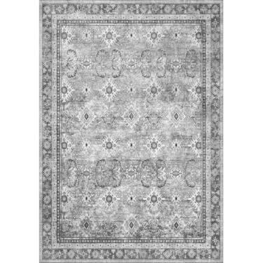 Imagem de Arvenchy Tapete lavável de 25 x 35 cm: tapetes grandes boho para sala de estar, sala de jantar, quarto, escritório, interior - tapete vintage antiderrapante mais durável e macio, ótima decoração de
