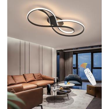 Imagem de Luminária de teto LED dimerizável com controle remoto, luminária de teto moderna, 3000k-6500k, processo de galvanoplastia, adequada para quarto, sala de estar, sala de jantar, cozinha e escr