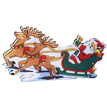 Imagem de ZJchao Luz de Natal LED, Lâmpada Decorativa Com Padrão de trenó de Papai Com Ventosa para Pendurar na Janela, Decoração de Festa de árvore de Natal Alimentada por Bateria