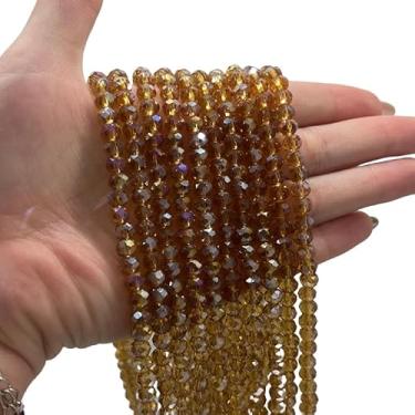 Imagem de Fios de Cristais 6mm para Bijuteria e Artesanato – 10 Fios com ~850 Pedras da Mesma Cor (Ambar Boreal)