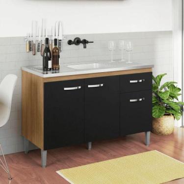 Imagem de Balcão Gabinete De Pia Cozinha Multiuso 120cm Sem Tampo Gabriela Amênd