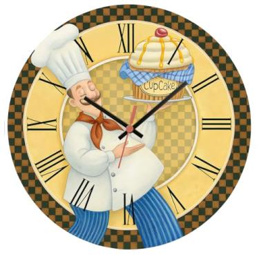 Imagem de Relógio De Parede 29cm Cozinha Decorativo Silencioso Pendulart (Cozinha17 - Cupcake Vintage)