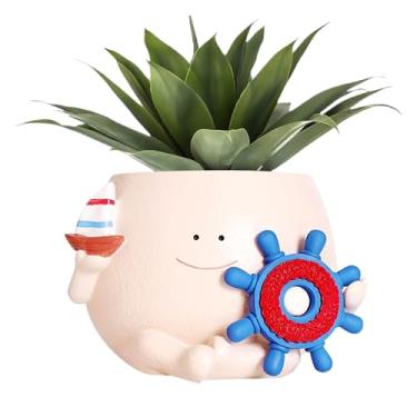 Imagem de Vasos de Plantas Fofos | Vaso De Cactos Em Resina Decorativo,Barco Decorativo Moderno com Furo de Drenagem para Jardim de Cactos e Bonsai em Casa ou Exterior