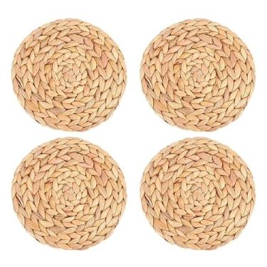 Imagem de Decoração de Parede Tecida Redonda Boêmia Jacinto d Água Feita à Mão para Sala Estar B 4pcs