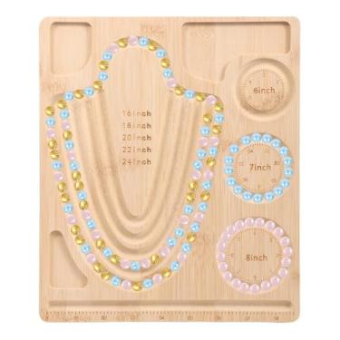 Imagem de UKQRRTC Tábuas de contas de bambu, placa de miçangas com 4 ranhuras para colar, 15,2 cm/17,8 cm/20,3 cm, fácil de usar, design conveniente para fazer joias, tornozeleiras e design de pulseira (estilo