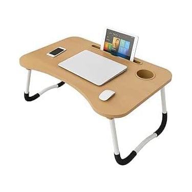 Imagem de Mesa Para Notebook Portátil Articulada Mdf Grafite Suporte Para Laptop Dobrável Home Office Cama Porta Tablet (Marrom)