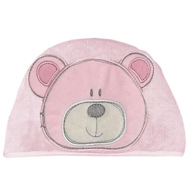Imagem de Toalha de Banho com Capuz Infantil Kids Laço Bebê Animada (Urso Bru Rosa)