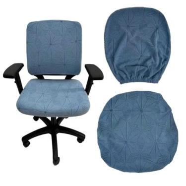 Imagem de Yisiziyo Capa de cadeira de escritório antiderrapante de alta elasticidade, design dividido para fácil instalação, capa universal para cadeira de mesa, resistente ao desgaste e a arranhões (azul