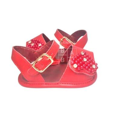 Imagem de Sandalia Bebe Infantil Menina Coração Vermelho Manozinhos Baby Ref.C01