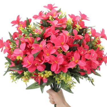 Imagem de FineCheer 10 pacotes de 7 cabeças de lírios artificiais de flores para centros de mesa de festa, lírios falsos, plantas de flores a granel para buquê de casamento, vasos de mesa internos em casa