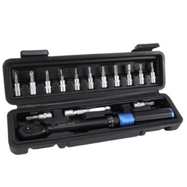 Imagem de Tbest Conjunto de Chave de Torção de 1/4 de Polegada, Kit de Ferramentas Profissionais para Bicicleta, Chave de Catraca Ajustável de Dupla Direção 2-24 Nm Com Design Ergonômico,