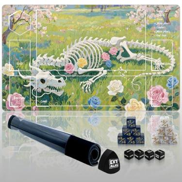 Imagem de Extalas MTG Playmat TCG Playmat -Includes Storage Bag and 16 Dice-Experience Top-Tier Quality and Edge-Locking Waterproof and Non-Slip Mat!Mat!(playmat with, Dragon Bone Flower Sea)