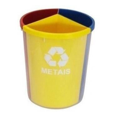 Imagem de Lixeira Mix Com 3 Divisões Inox Para Coleta Seletiva Mix3 (AZUL, AMARE