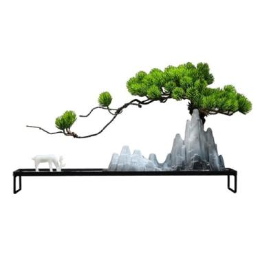 Imagem de Plantas falsas paisagismo zen paisagismo sala de estar armário de entrada bonsai artificial escritório criativo casa decoração de mesa de centro simulação decoração de árvore