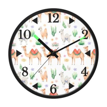 Imagem de STAYTOP Desert Camel Relógio de parede LED para quarto com brilho noturno, relógios de parede silenciosos de 30 cm para decoração de sala de estar, controle de som, relógio de parede moderno que