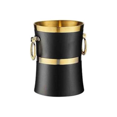 Imagem de Balde de gelo comercial bar cerveja vinho balde de gelo criativo aço inoxidável balde de gelo balde de gelo barra balde de champanhe recipiente de gelo (preto)
