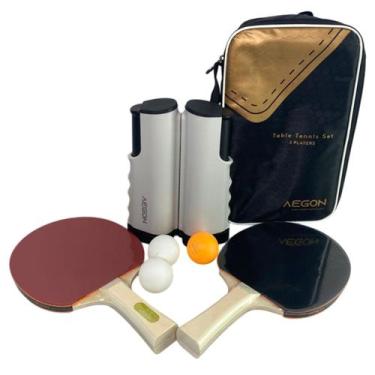 Imagem de Kit Raquete Rede Retratil Ping Pong Tenis Mesa 3 Bolas Conjunto Comple
