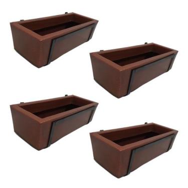 Imagem de Kit 4 Suportes com Jardineira Marrom para Jardim Vertical - Alpe & Ari