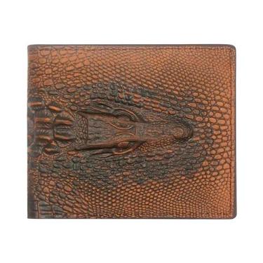Imagem de Carteira Masculina Curta De Couro PU Com Estampa De Crocodilo, Bolsa D