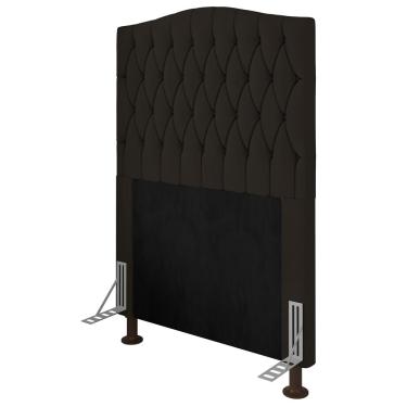 Imagem de Cabeceira Estofada Cama Box Solteiro Greta 90cm com Frame Suede Marrom - Desk Design