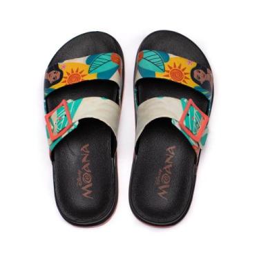 Imagem de Chinelo Slide Infantil Grendene Disney Summer Moana Preto, Preto, Verm
