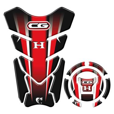 Imagem de Adesivo Protetor Tanque E Bocal Honda Cg + 2018 Vermelho E Preto