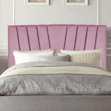 Imagem de Cabeceira Estofada Bélgica 140cm Casal Para Cama Colchão Box Quarto Suede Rosa Bebê - Aurora Line