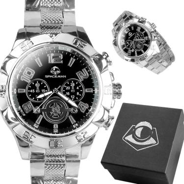 Imagem de Relogio Masculino Aço Inoxidável Prova Dagua Prata + Caixa Casual Social Resistente Pesado Original