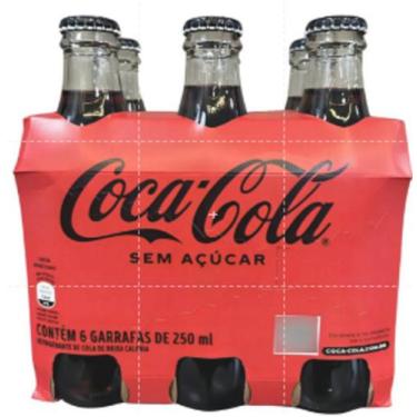 Imagem de Pack 6 Unidades Coca Cola Zero Vidro 250ml