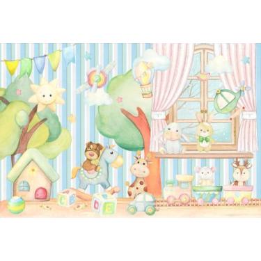 Imagem de Painel de Tecido Sublimado Quarto de Brinquedos Aquarela - Fabrika de 