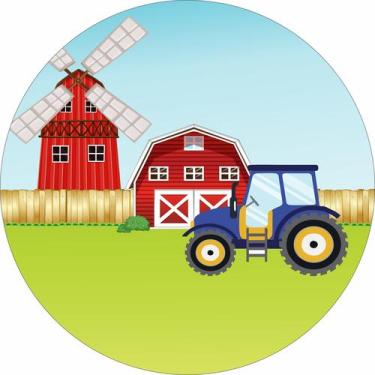 Imagem de Painel de Lona Redondo Fazendinha Moinho e Trator - Fabrika De Festa, 