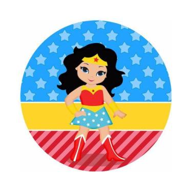 Imagem de Painel de Lona Redondo Menina Maravilha - Fabrika de Festa, 130x130cm