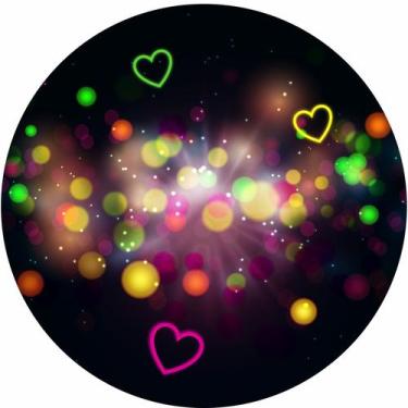 Imagem de Painel de Lona Redondo Neon Explosão de Corações - Fabrika De Festa, 1