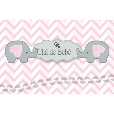 Imagem de Painel De Lona Chá de Bebê Elefante 002 - Fabrika de Festa, 150x100cm
