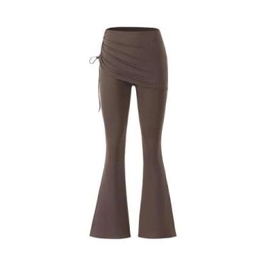 Imagem de Calças De Yoga Femininas De Cintura Alta Com Corte Bootcut, Leggings F