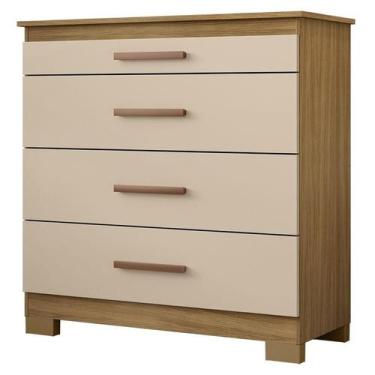 Imagem de Cômoda 4 Gavetas New Carvalho Americano Off White - Incorplac