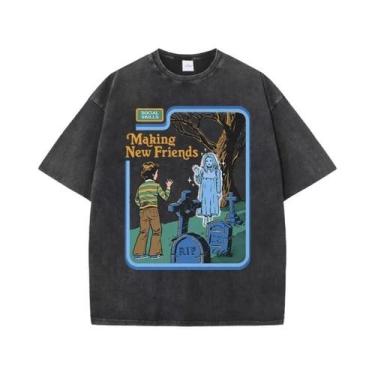 Imagem de Camiseta Unissex Oversized De Algodão Estilo Hip Hop Respirável Casual