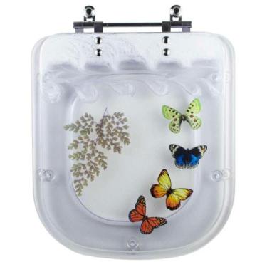 Imagem de Acento Sanitário Acrílico Decorado Quadra Transparente para bacia Deca