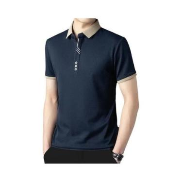 Imagem de Camisa Polo Masculina Casual De Negócios Manga Curta 2025 Cor Sólida R