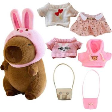 Imagem de Conjunto De Brinquedos De Pelúcia Capivara Com Roupas E Acessórios Par