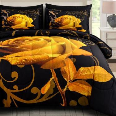 Imagem de Conjunto de edredom WONGS BEDDING Yellow Rose Reversível King Size