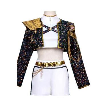 Imagem de Fantasia De Cosplay KPop Demon Hunters Em Preto E Dourado Para Mulhere